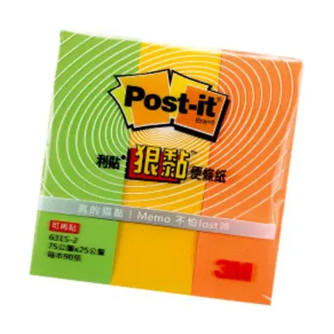 3M Post-it 631S狠黏便條紙 綠黃橘